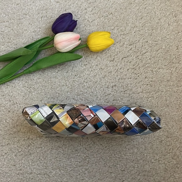 Cosmic Bobbins Y2K Upcycled Magazine Zipper Pouch Clutch Women’s Blue and Black - Picture 4 of 6